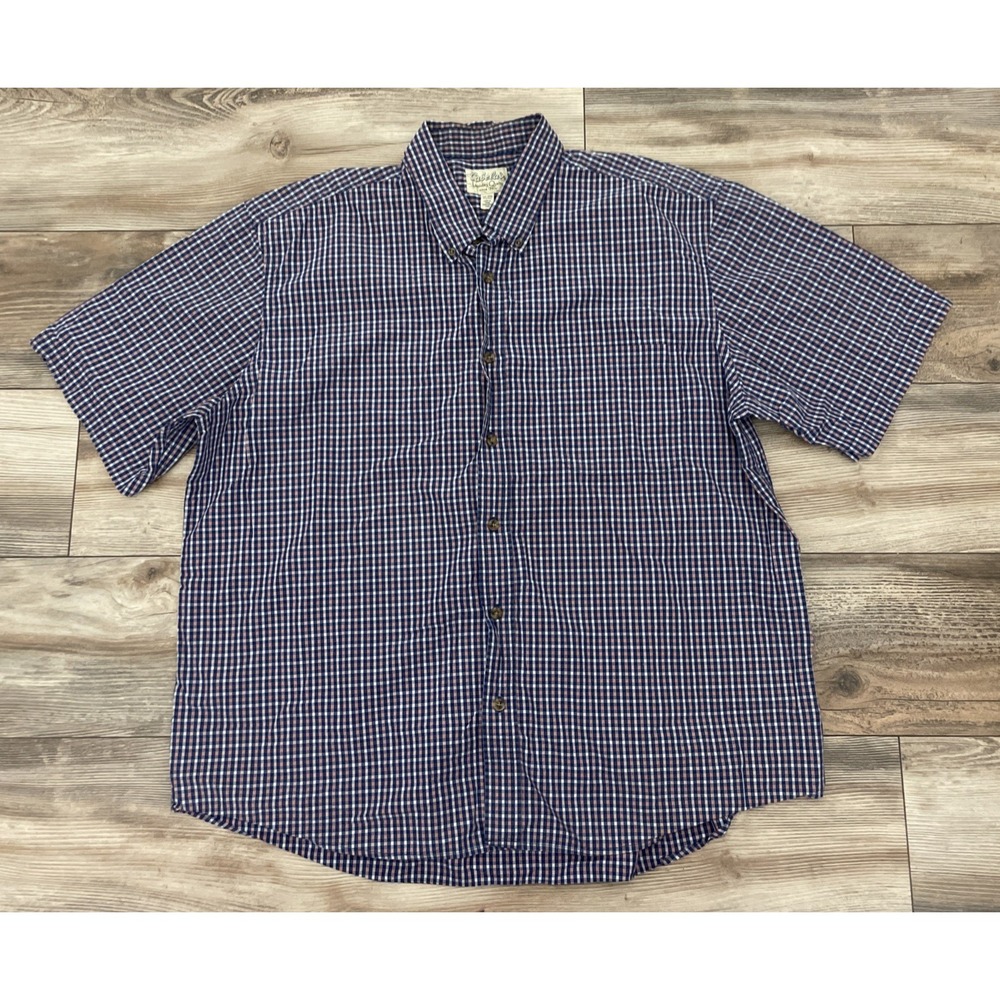 Cabela's Men's 2XL Big & Tall Plaid Cotton Woven Button-Down Shirt Blue